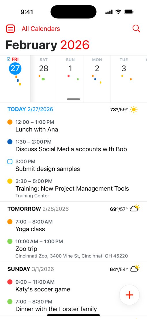 새로운 디자인 적용 전 Fantastical 앱 인터페이스